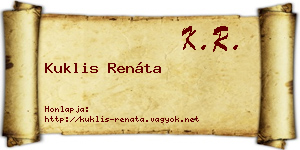 Kuklis Renáta névjegykártya